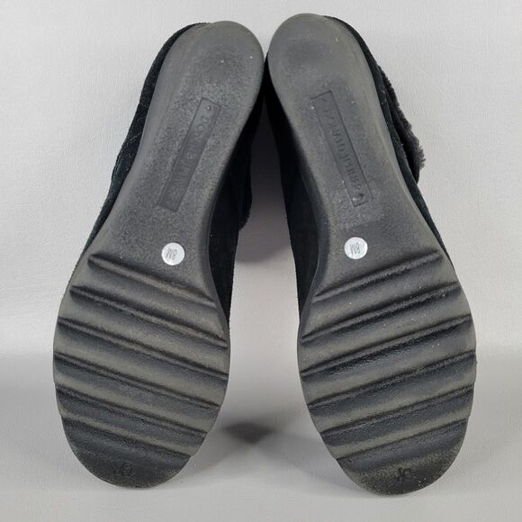 Donald J Pliner Maxxi Ankle Boots Wedge Lace Up Black Suede Size 8 M Faux Fur - Picture 9 of 14